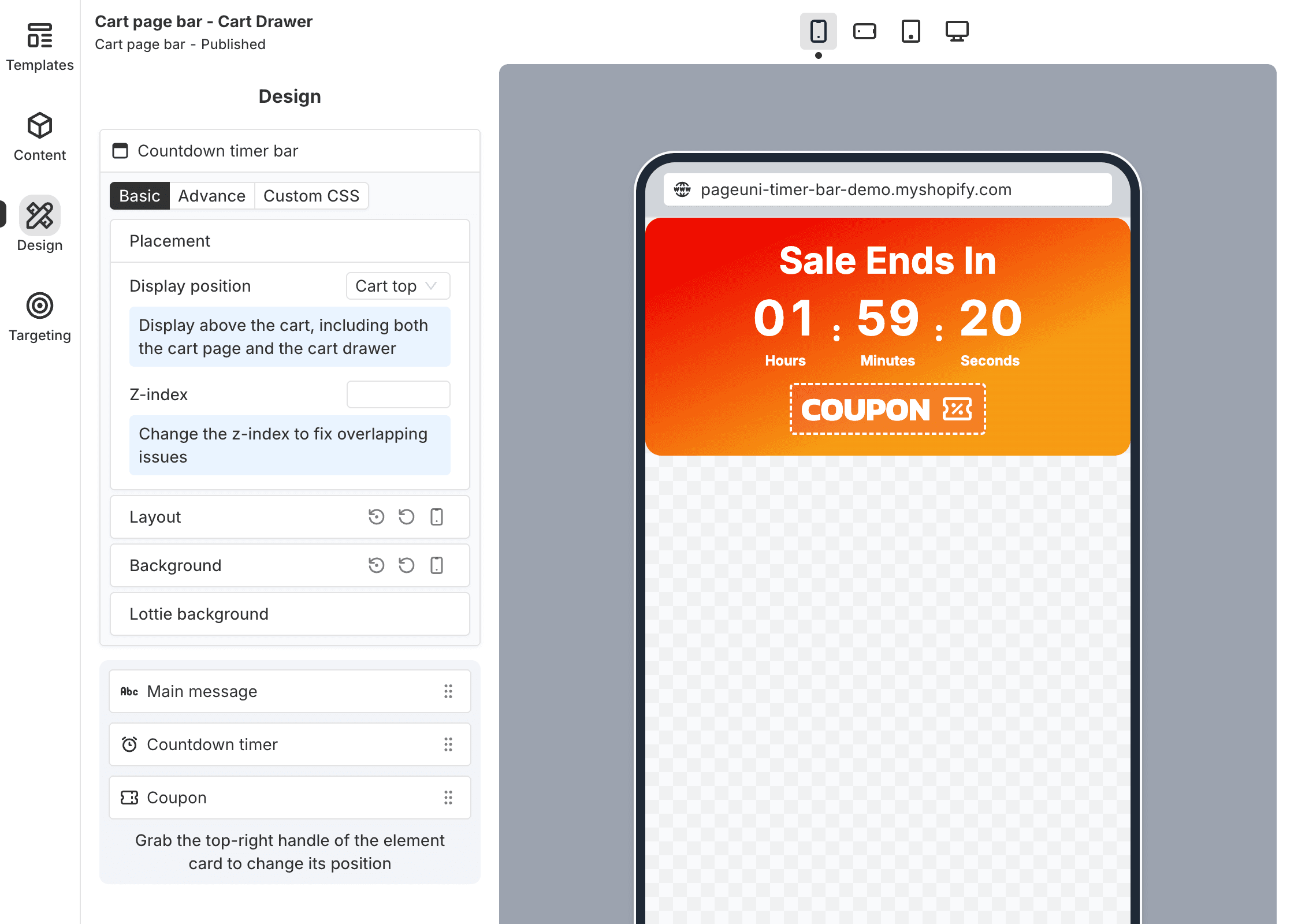 Custom Timer Bar Design in Builder